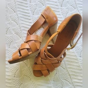 J. Crew Ares Strappy Italian Tan Leather